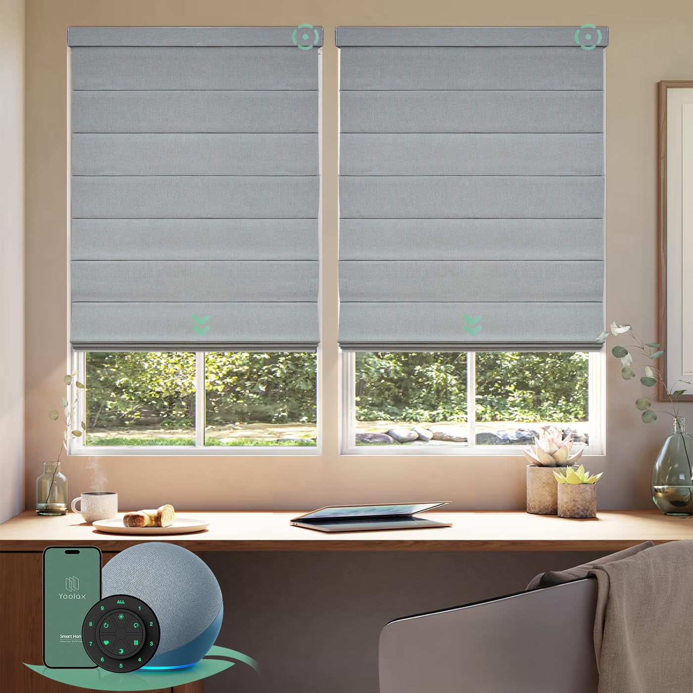 Amazon.co.jp: Yoolax 電動ローマンシェード充電式 折りたたみ式